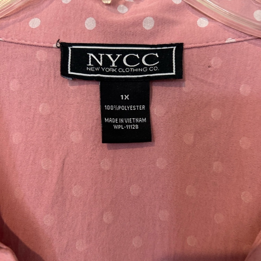 NWOT NYCC Pink With White Polka Dots Top - Picture 6 of 7